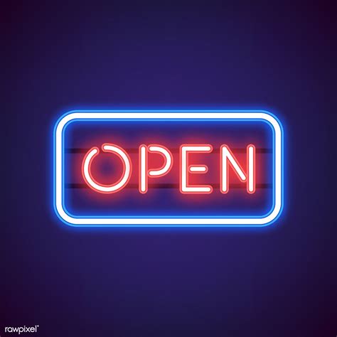 Download premium vector of Red open neon sign vector by Ning about neon ...