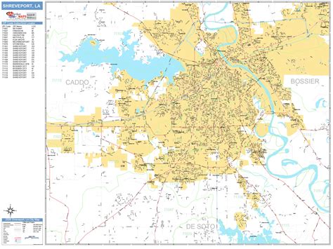 Shreveport Louisiana Wall Map (Basic Style) by MarketMAPS - MapSales