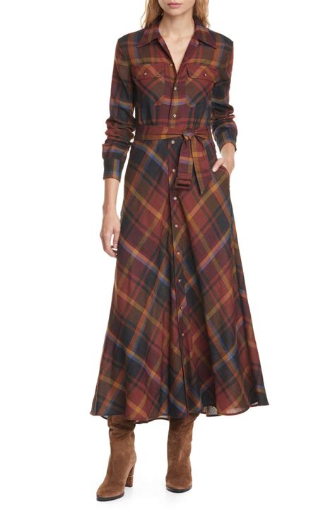 Polo Ralph Lauren Tartan Long Sleeve Wool Shirtdress | Nordstrom