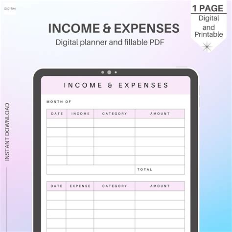 INCOME & EXPENSE TRACKER Income Tracker Spending Tracker - Etsy