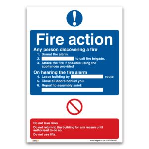 Fire action plan Sign