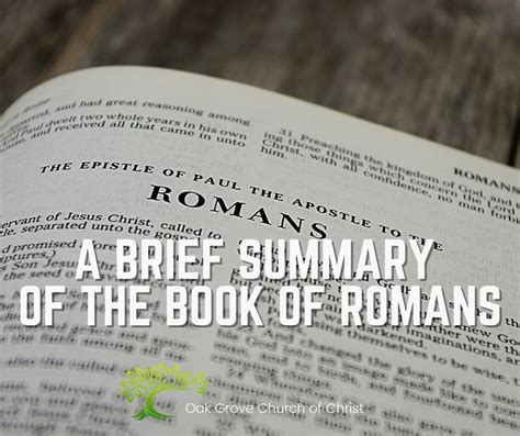 A Brief Summary of Romans | Oak Grove Church of Christ