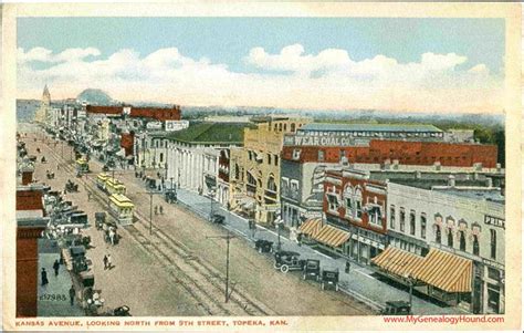 Topeka, Kansas, Kansas Avenue Looking North From 9th Street vintage postcard, historic photo ...