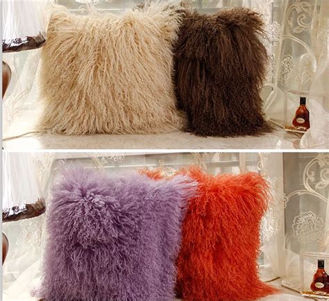 Dyed colors mongolian lamb fur pillows-in Fur from Home & Garden on ...