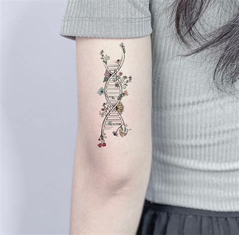 Floral DNA Tattoo Colorful Tattoo Temporary Tattoo Symbols - Etsy