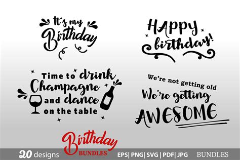 Birthday Bundle SVG Birthday Funny Quotes Happy Birthday | Etsy