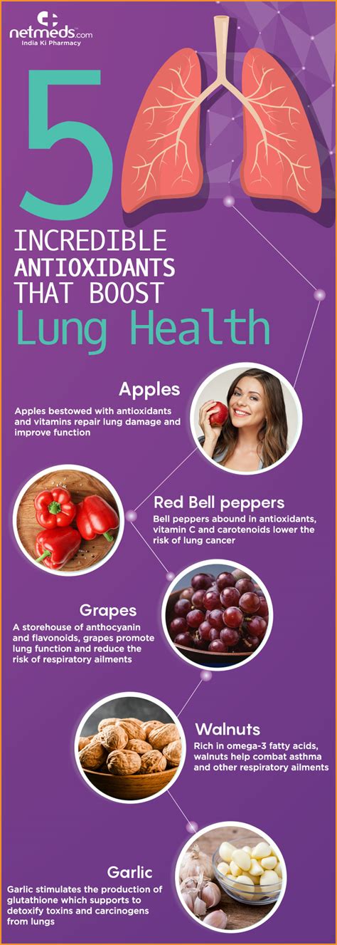 Lung Health: 5 Powerful Antioxidant Rich Foods That Help You Breathe Well - Infographic