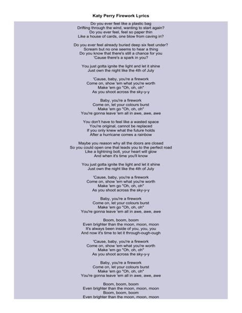 Katy Perry Firework Lyrics