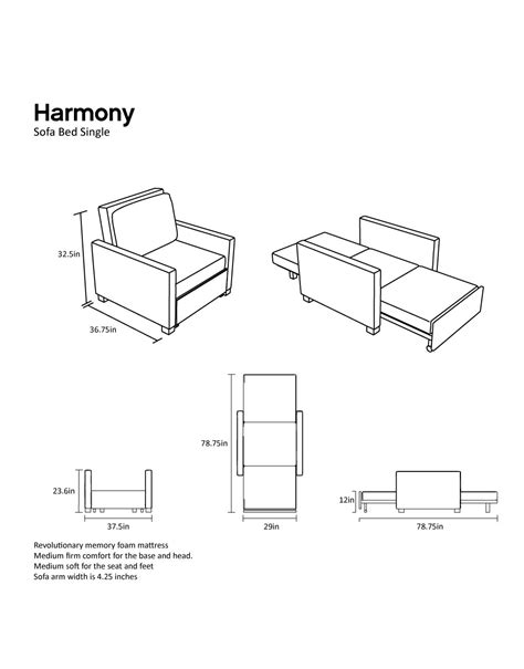 Harmony – Single Sofa Bed with Memory Foam - Expand Furniture - Folding ...