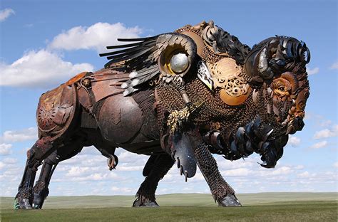 Scrap Metal Sculptures Made Of Old Farm Equipment by John Lopez