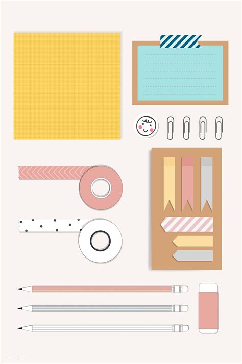 Download premium vector of Colorful stationery planner set vector ...