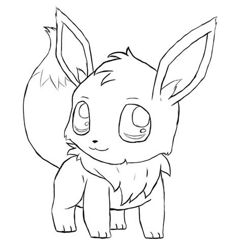 Kawaii Pokemon Eevee Coloring Page - Free Printable Coloring Pages for Kids