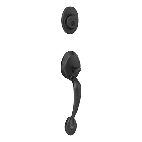 Schlage F Plymouth Matte Black Single-Cylinder Deadbolt Entry Door Exterior Handle in the ...