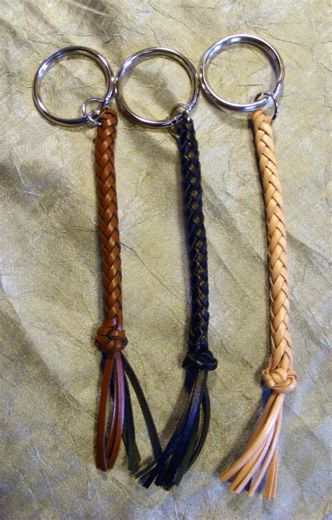 Hand braided leather keychain by jwcustomleather, Keyrings/Keychains