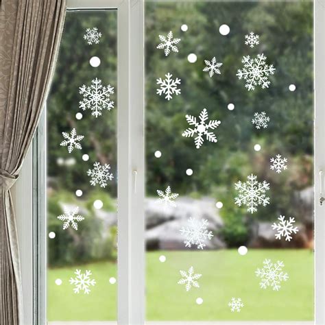 350PCS Christmas Decorations Snowflakes Window Clings Vintage Xmas Winter Decals Santa Clause ...