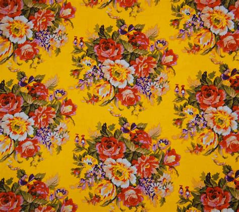 Decorative Fabric, Yellow Fabric, Multicolor Floral Print, Home Accessories, 45" Inch Cotton ...