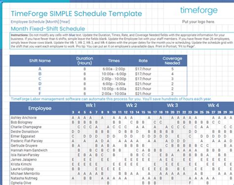 Excel Shift Schedule Template