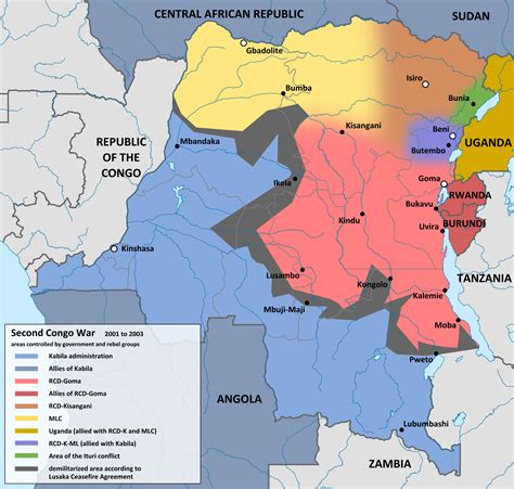 RDC - 2e guerre du Congo (2001) • Carte • PopulationData.net