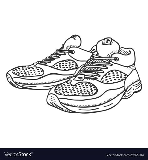 Sketch - pair running shoes Royalty Free Vector Image