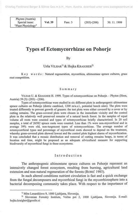 (PDF) Types of ectomycorrhizae on Pohorje