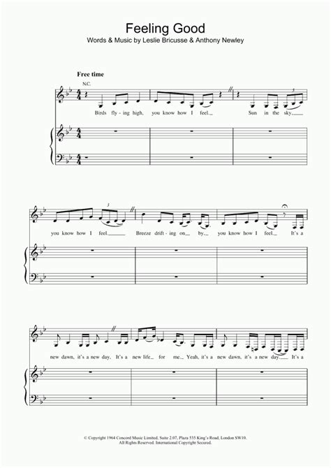 Feeling Good Piano Sheet Music | OnlinePianist