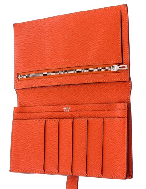 Hermes Orange Epsom Leather Bearn Wallet