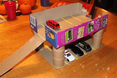 Cereal Box Parking Garage - Frugal Fun For Boys and Girls | Cereal box craft, Diy for kids ...