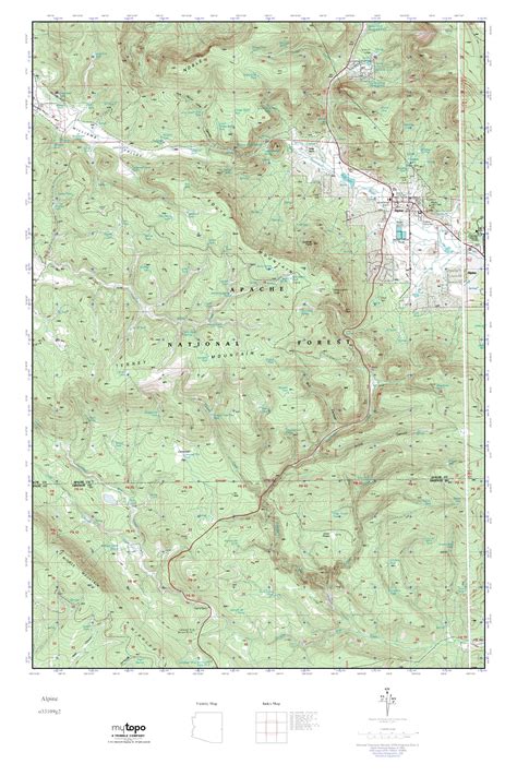 MyTopo Alpine, Arizona USGS Quad Topo Map