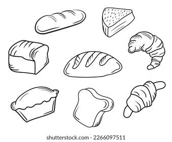 Pastry Bread Hand Drawn Set Stock Vector (Royalty Free) 2266097511 ...