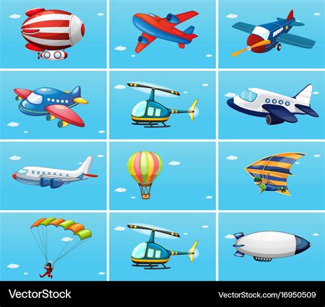 Different types of aircrafts Royalty Free Vector Image