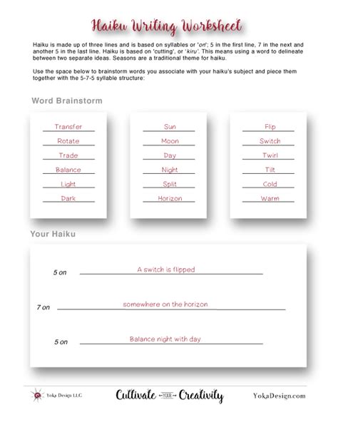 Free Printable Haiku Worksheet