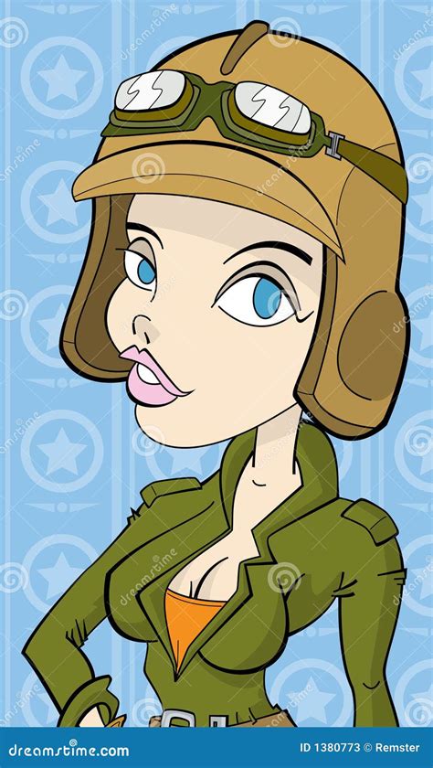 Cartoon Character Helicopter Pilot Gal Stock Illustration ...