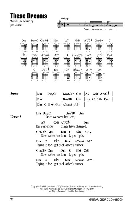 These Dreams by Jim Croce - Guitar Chords/Lyrics - Guitar Instructor