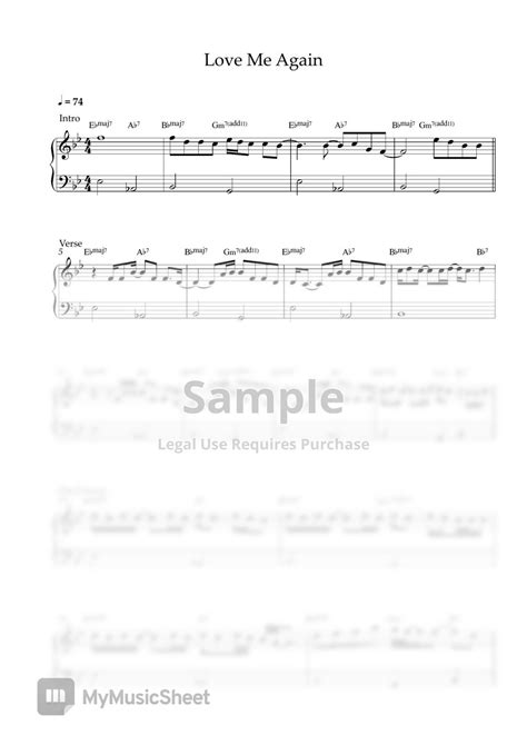 V - Love Me Again (EASY PIANO SHEET) Sheets by Pianella Piano