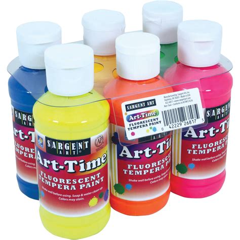 Sargent Art Fluorescent Assorted Colors Tempera Paint, 6 Count ...