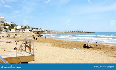 View of the Beach in Sitges Editorial Stock Photo - Image of village ...