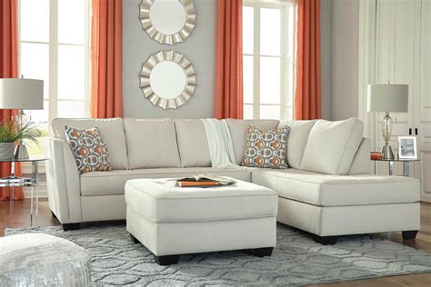 FELIPE Living Room Sectional Off White Microfiber Fabric Sofa Chaise ...