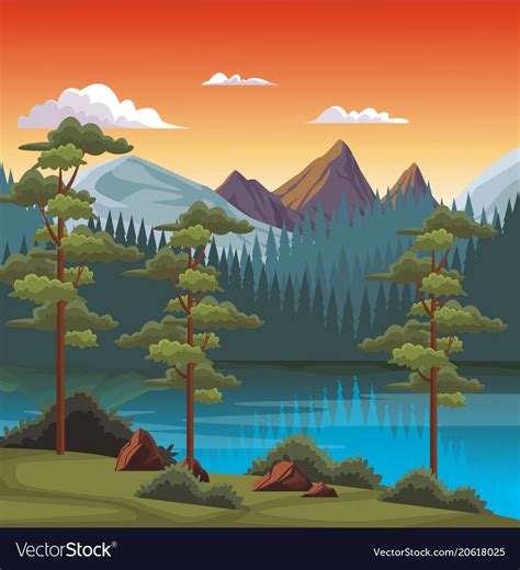 Beautiful landscape scenery Royalty Free Vector Image