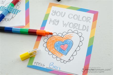 "You Color My World" Free Printable Valentines