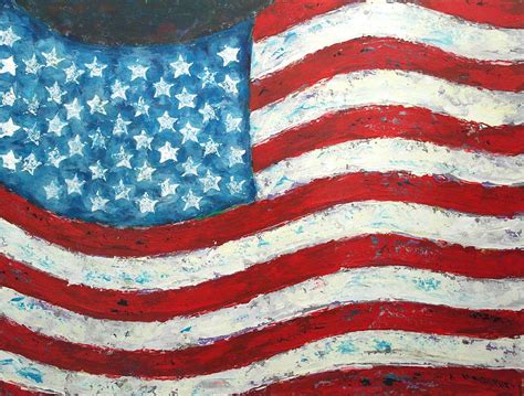 Abstract American Flag Painting by Wayne Cantrell