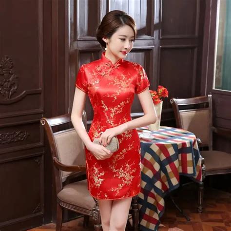 Aliexpress.com : Buy New Red Chinese Women Traditional Dress Silk Satin ...