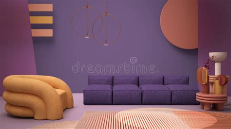 Purple Colored Modern Living Room, Pastel Colors, Sofa, Armchair ...