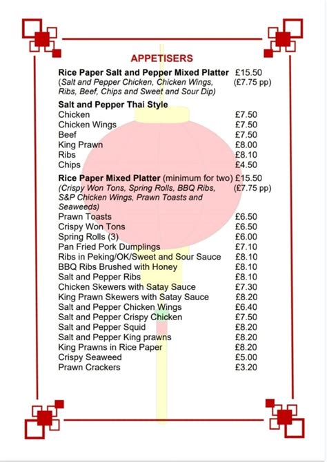 Rice Paper Cantonese Restaurant & Takeaway Leeds's full menu online