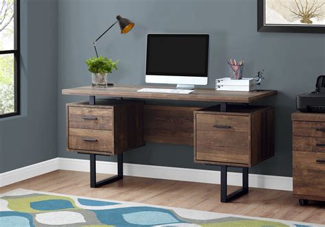 60" Brown Woodgrain Desk with Drawers by Monarch - OfficeDesk.com