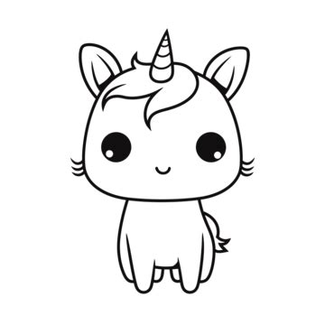 Kawaii Unicorn Coloring Pages Download Free Outline Sketch Drawing Vector, Simple Unicorn ...