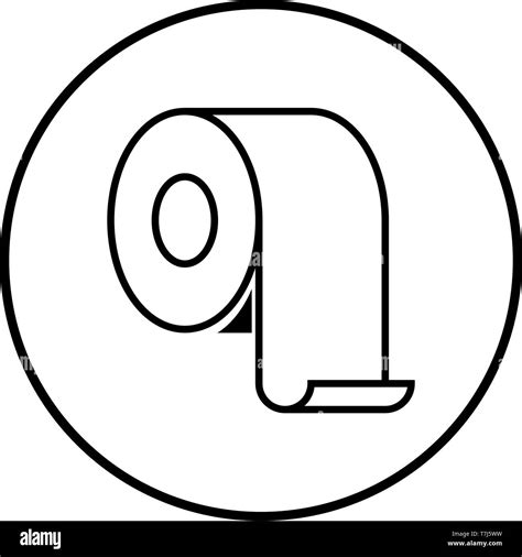 Toilet paper Roll rouleau Kitchen paper Paper roll icon in circle round outline black color ...