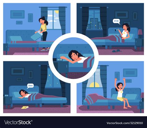 Morning and evening daily activities cartoon set Vector Image