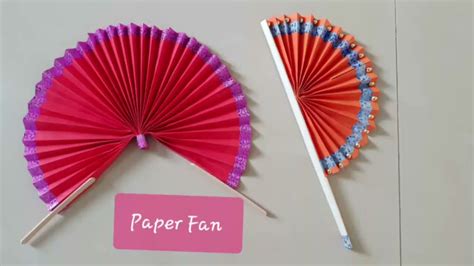 How to make Hand Paper Fan/Paper Craft Ideas/Chinese Fan/School Project/School Supplies - YouTube