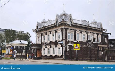 Irkutsk, Russia - August 21 , 2021: Russian Folk Style in Irkutsk Architecture. Editorial ...