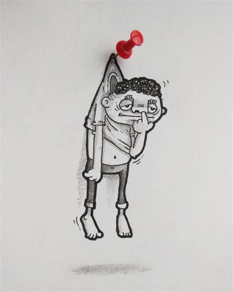 Just Hanging Around - Funny Doodle Cartoon Art